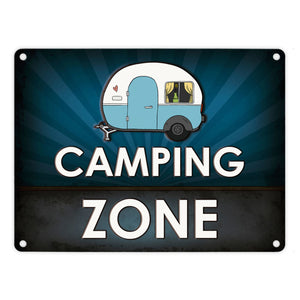 Camping Zone Metallschild mit Wohnwagen Motiv Wohnwagen Wohnmobil Urlaub