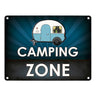 Camping Zone Metallschild mit Wohnwagen Motiv Wohnwagen Wohnmobil Urlaub