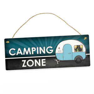 Camping Zone Metallschild mit Wohnwagen Motiv Wohnwagen Wohnmobil Urlaub