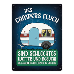 Des Campers Fluch Metallschild mit Wohnwagen Motiv