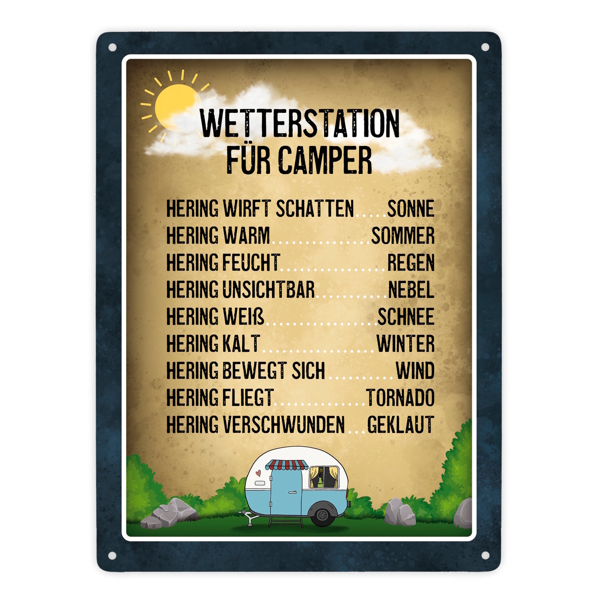 Wetterstation für Camper Metallschild
