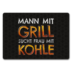 Mann mit Grill sucht Frau mit Kohle Fußmatte