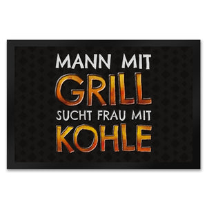 Mann mit Grill sucht Frau mit Kohle Fußmatte