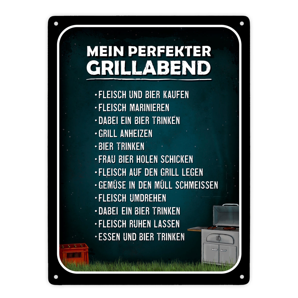 Mein perfekter Grillabend Metallschild mit Grill Motiv