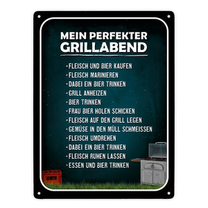 Mein perfekter Grillabend Metallschild mit Grill Motiv