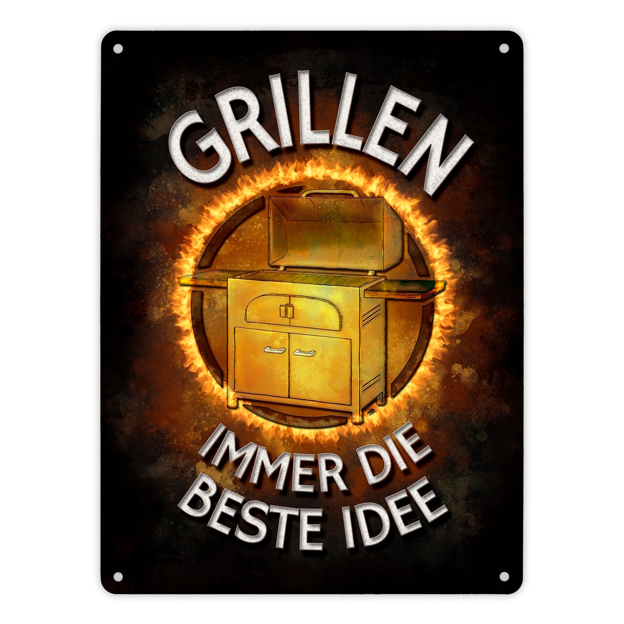 Grillen - immer die beste Idee Metallschild