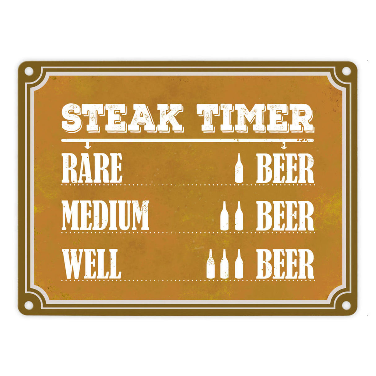 Steak Timer Metallschild Bier Grill grillen Fleisch Feier Freunde Hobby Rare Medium Well Done English