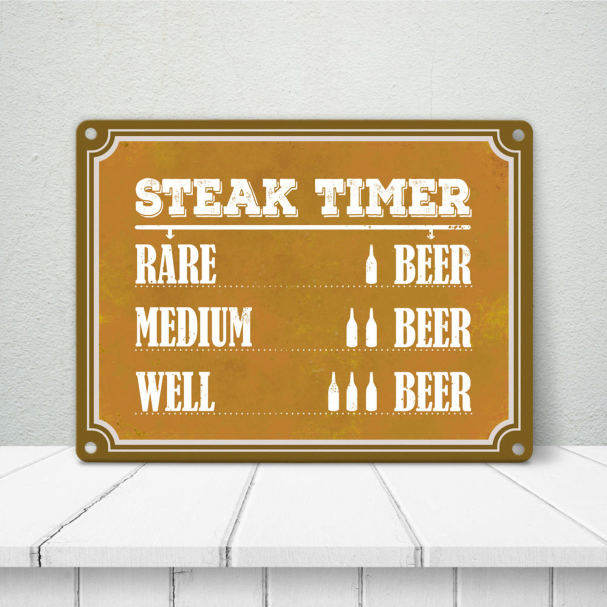 Steak Timer Metallschild Bier Grill grillen Fleisch Feier Freunde Hobby Rare Medium Well Done English