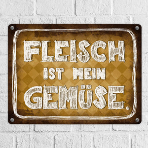 Fleisch ist mein Gemüse Metallschild Wurst Essen Hobby grillen Grill Steak Filet