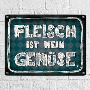 Fleisch ist mein Gemüse Metallschild Wurst Essen Hobby grillen Grill Steak Filet