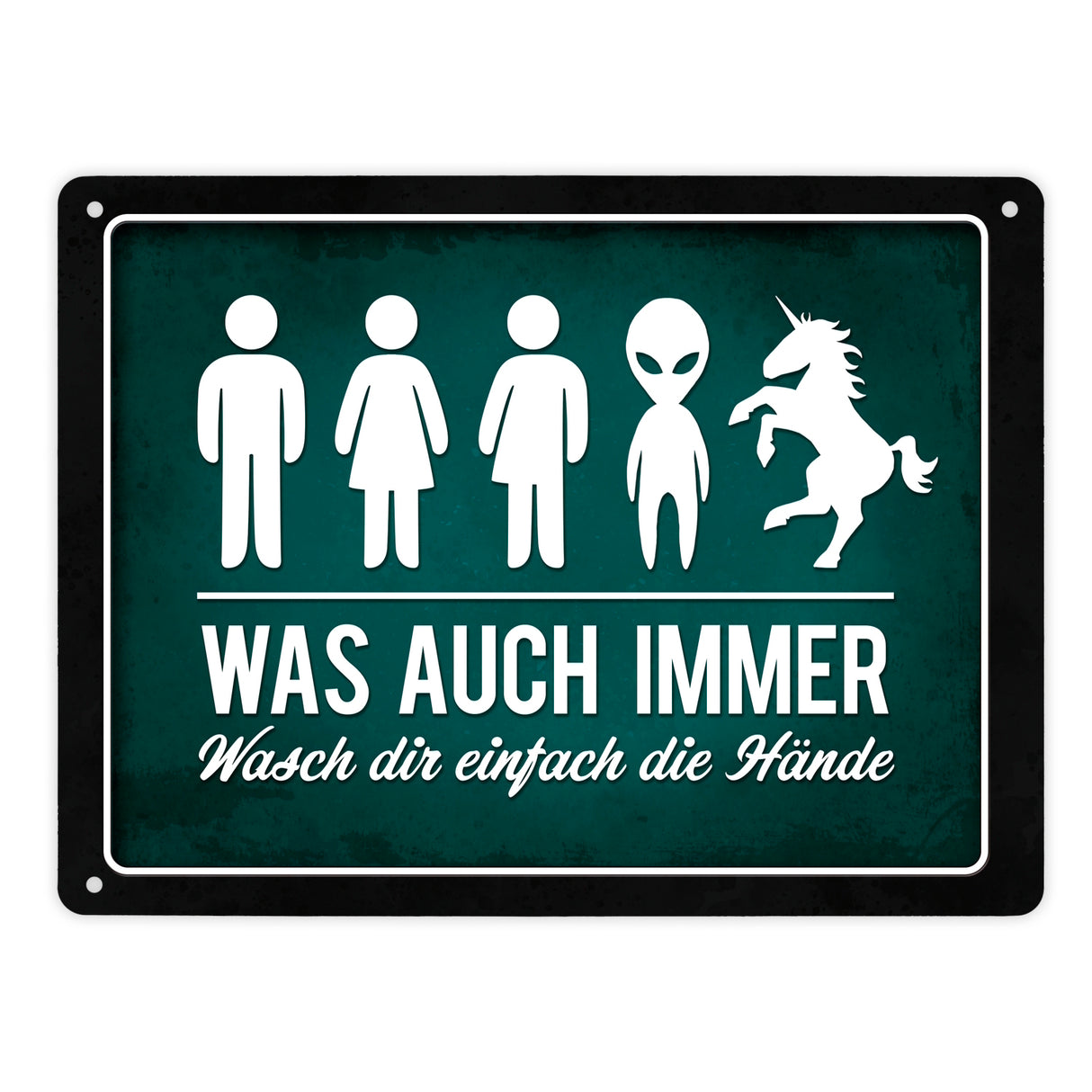 Wasch dir einfach die Hände Metallschild Toilette Hygiene Klo WC Einhorn waschen