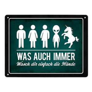 Wasch dir einfach die Hände Metallschild Toilette Hygiene Klo WC Einhorn waschen