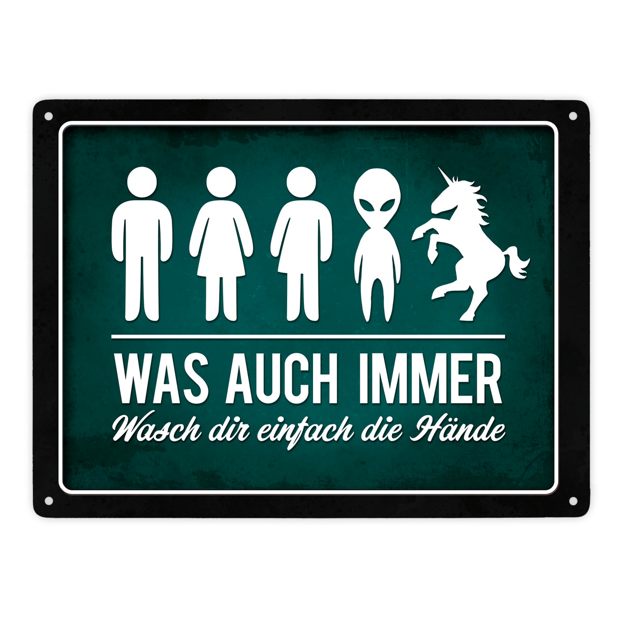 Wasch dir einfach die Hände Metallschild Toilette Hygiene Klo WC Einhorn waschen