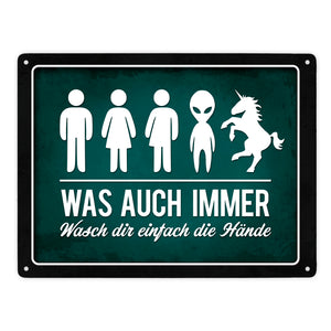 Wasch dir einfach die Hände Metallschild Toilette Hygiene Klo WC Einhorn waschen