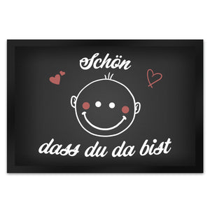 Schön dass du da bist Fußmatte mit lachendem Gesicht