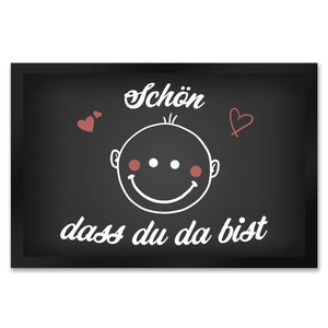 Schön dass du da bist Fußmatte mit lachendem Gesicht