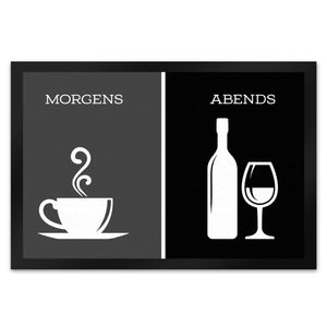 Morgengetränk und Abendgetränk Fußmatte Alkohol Kaffee Wein Bier Getränk Morgen Abend Genuss Ablauf