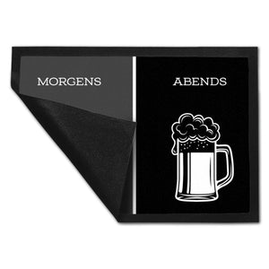 Morgengetränk und Abendgetränk Fußmatte Alkohol Kaffee Wein Bier Getränk Morgen Abend Genuss Ablauf
