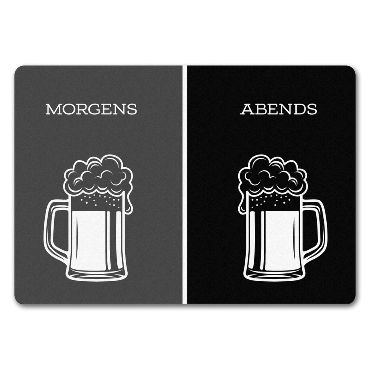 Morgengetränk und Abendgetränk Fußmatte Alkohol Kaffee Wein Bier Getränk Morgen Abend Genuss Ablauf