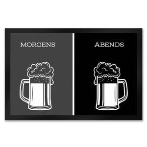Morgengetränk und Abendgetränk Fußmatte Alkohol Kaffee Wein Bier Getränk Morgen Abend Genuss Ablauf