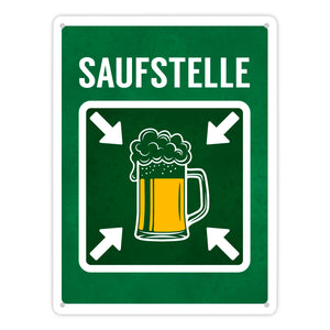 Saufstelle Metallschild mit Bier Motiv
