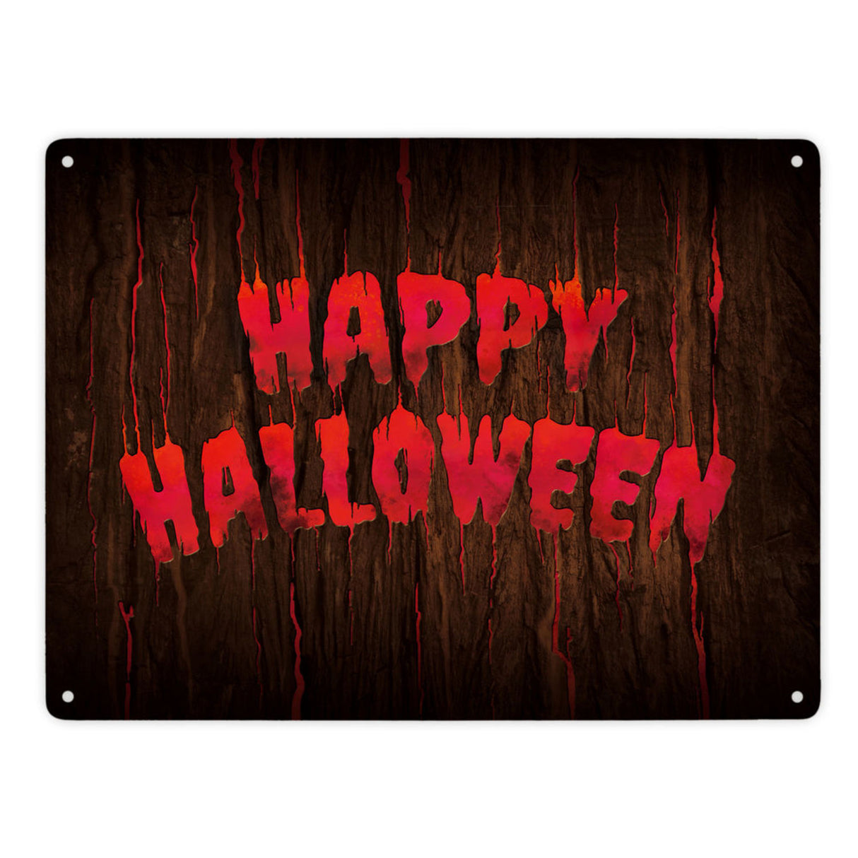 Happy Halloween Metallschild in Holz Optik Haustüre Türe Nacht Angst Hexe