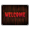 Welcome Metallschild in Holz Optik Halloween Teufel Hölle Kind Kinder Nacht