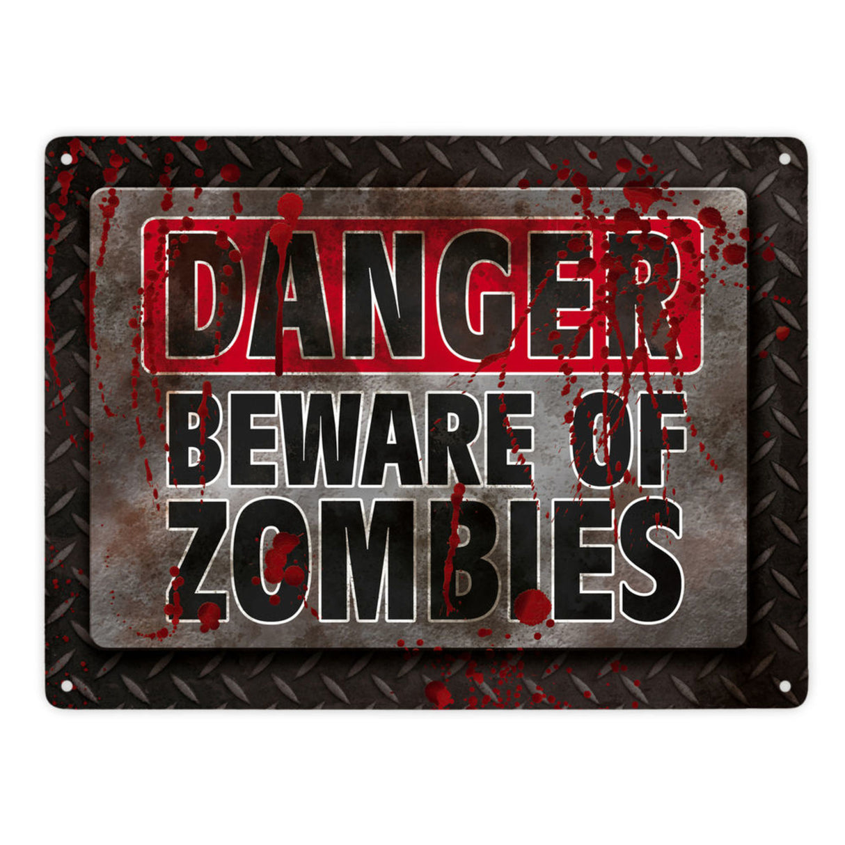 Blutiges Achtung Zombie Metallschild Halloween Zombie Angst Nacht Blut Kinder