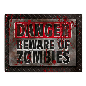 Blutiges Achtung Zombie Metallschild Halloween Zombie Angst Nacht Blut Kinder