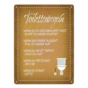 Toilettenregeln Metallschild mit Toilette Motiv Klo Sauberkeit Hygiene