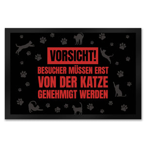 Besucher müssen erst von der Katze genehmigt werden Fußmatte - Kater Türe Katzen Haustüre Türsteher