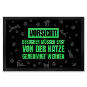 Besucher müssen erst von der Katze genehmigt werden Fußmatte - Kater Türe Katzen Haustüre Türsteher