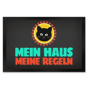 Mein Haus meine Regeln Fußmatte mit Katze - Kater Wohnung Haustüre Haus Katzen Tier Haustier