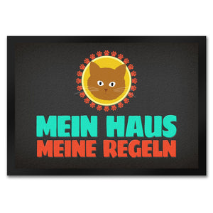 Mein Haus meine Regeln Fußmatte mit Katze - Kater Wohnung Haustüre Haus Katzen Tier Haustier
