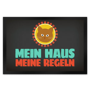 Mein Haus meine Regeln Fußmatte mit Katze - Kater Wohnung Haustüre Haus Katzen Tier Haustier