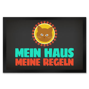 Mein Haus meine Regeln Fußmatte mit Katze - Kater Wohnung Haustüre Haus Katzen Tier Haustier