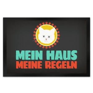 Mein Haus meine Regeln Fußmatte mit Katze - Kater Wohnung Haustüre Haus Katzen Tier Haustier