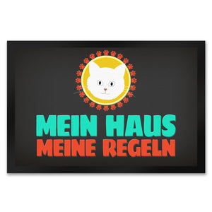 Mein Haus meine Regeln Fußmatte mit Katze - Kater Wohnung Haustüre Haus Katzen Tier Haustier
