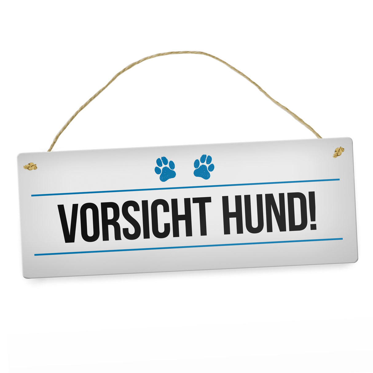 Vorsicht Hund! Metallschild mit Pfoten Motiv - Warnung Hinweis Achtung Warnschild