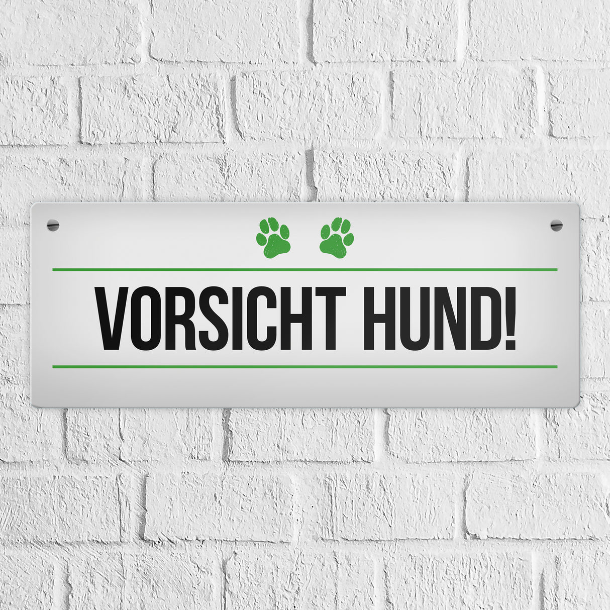 Vorsicht Hund! Metallschild mit Pfoten Motiv - Warnung Hinweis Achtung Warnschild