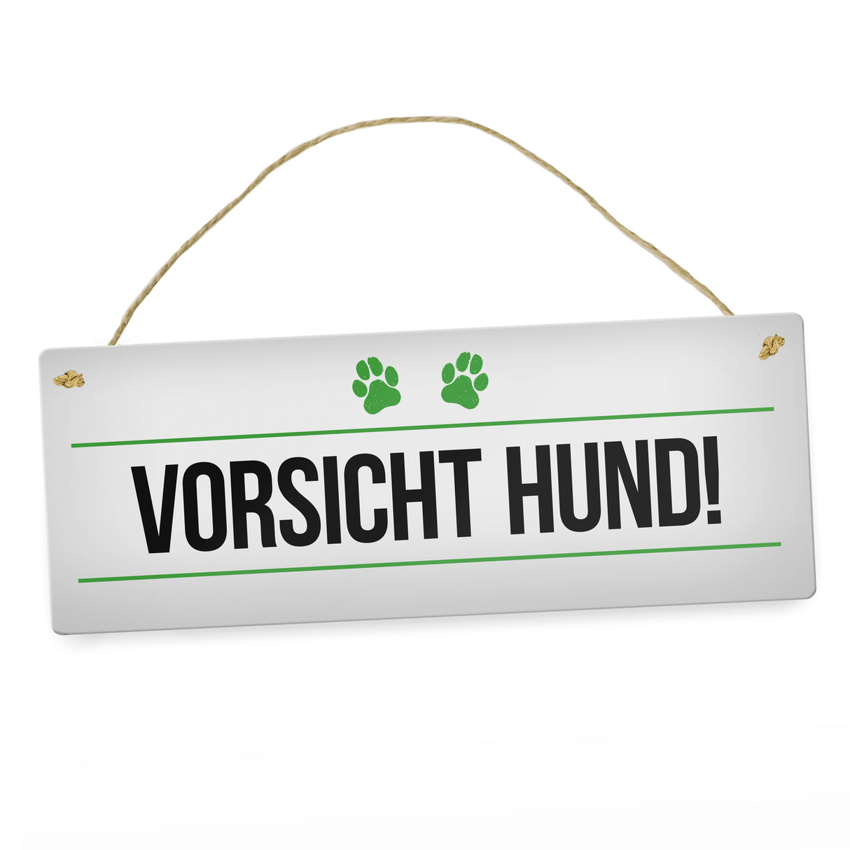 Vorsicht Hund! Metallschild mit Pfoten Motiv - Warnung Hinweis Achtung Warnschild