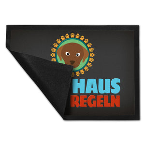 Mein Haus meine Regeln Fußmatte mit Hund Motiv - Haustier Hunde Wohnung Haus Familie Zuhause Rudel