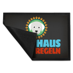 Mein Haus meine Regeln Fußmatte mit Hund Motiv - Haustier Hunde Wohnung Haus Familie Zuhause Rudel
