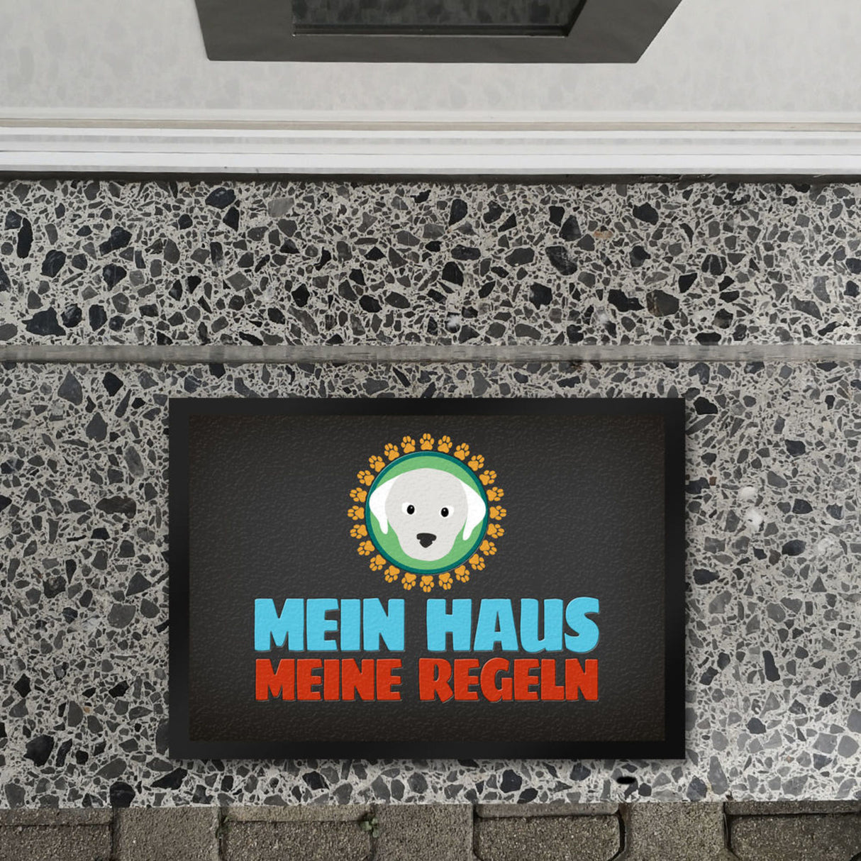 Mein Haus meine Regeln Fußmatte mit Hund Motiv - Haustier Hunde Wohnung Haus Familie Zuhause Rudel