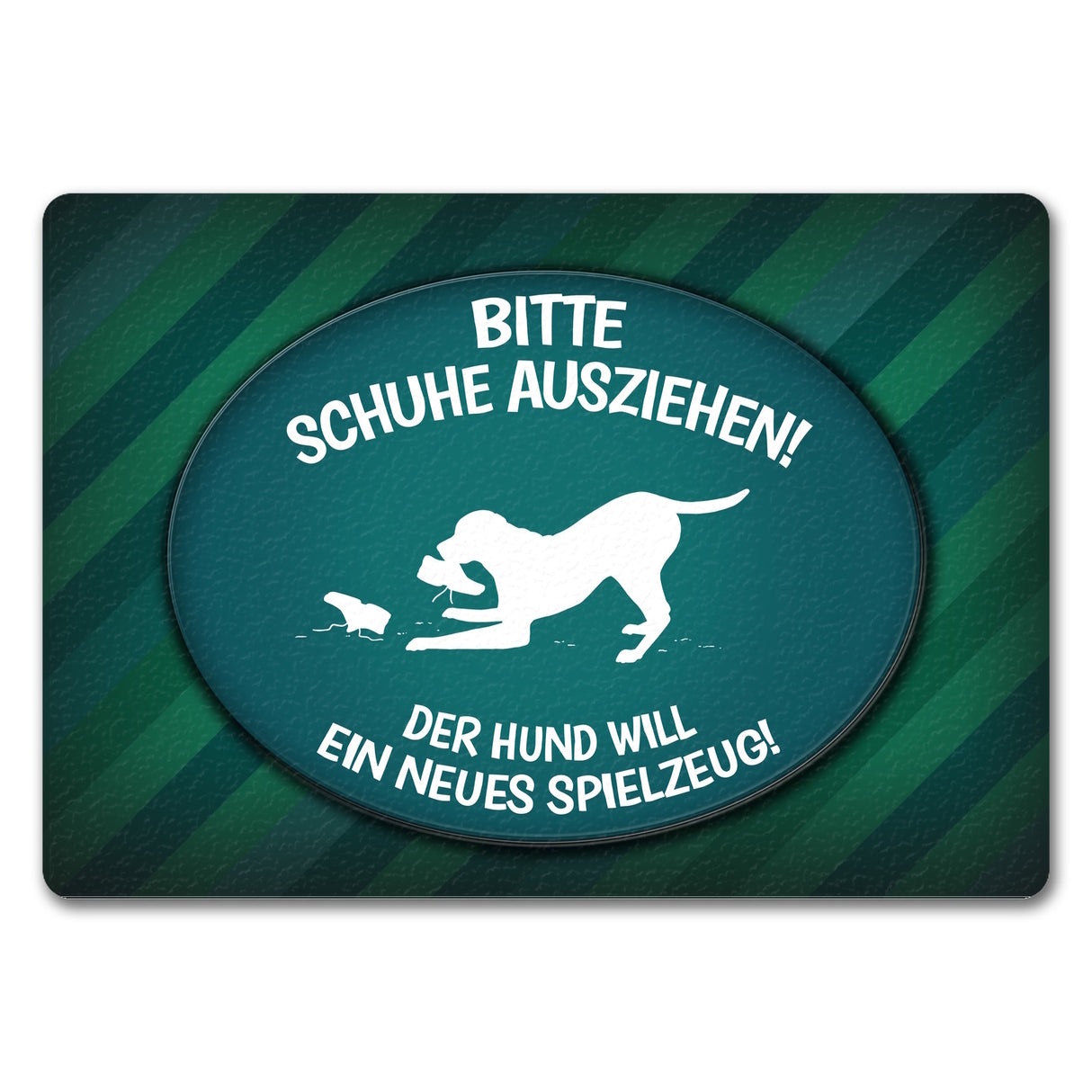Schuhe ausziehen, der Hund will neues Spielzeug Fußmatte - spielen Wohnung Schuh Hunde Haushalt Füße