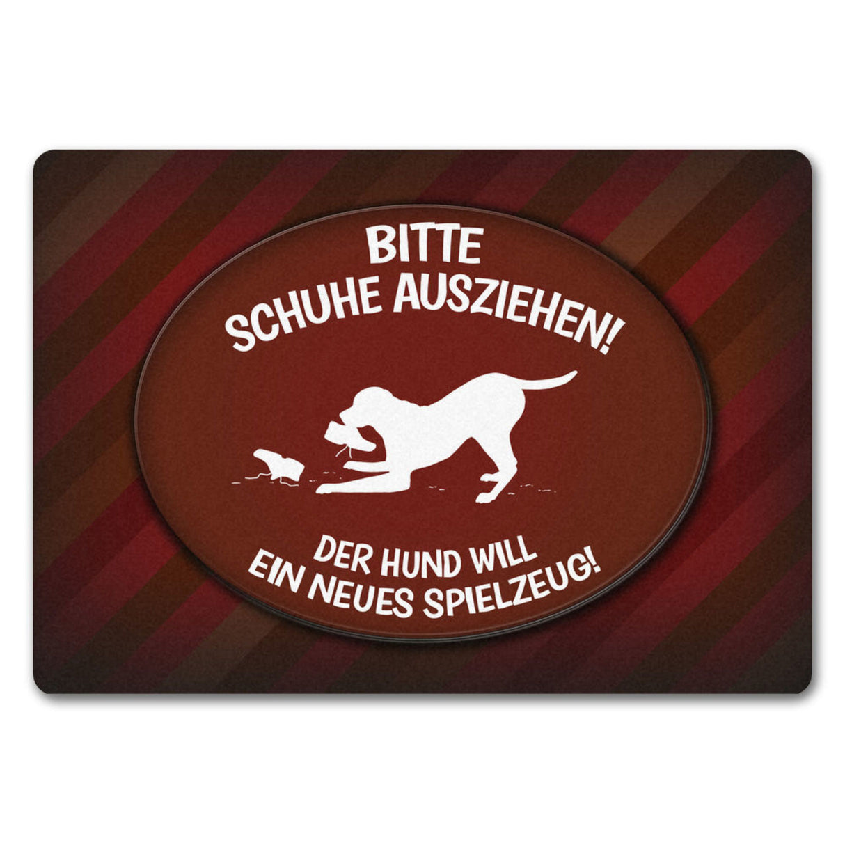 Schuhe ausziehen, der Hund will neues Spielzeug Fußmatte - spielen Wohnung Schuh Hunde Haushalt Füße