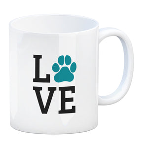 Love Kaffeebecher mit roter Pfote Motiv
