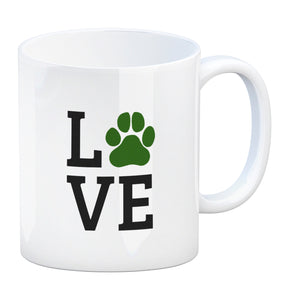 Love Kaffeebecher mit roter Pfote Motiv