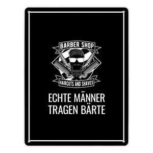 Echte Männer tragen Bärte Metallschild mit Barber-Shop Motiv