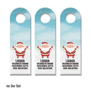 Geschenke hier abliefern oder Weihnachtsmann war da Türhänger